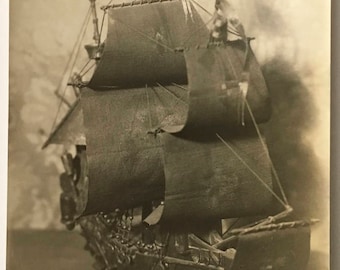 Vintage Photo "Mini Ship of Dreams" Snapshot Antique Black & White Photograph Paper Found Ephemera Vernacular Interior Design Mood - 11
