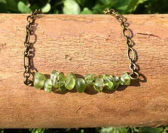 Peridot Bracelet on Antique Brass Chain