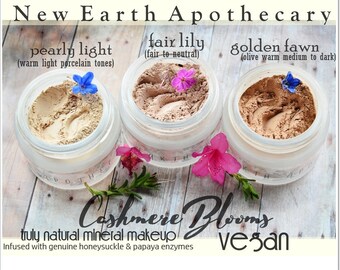 VEGAN Mineral Veil & Foundation Hybrid | Honeysuckle infused Organic mineral powder foundation, Natural makeup | Vegan mineral makeup powder