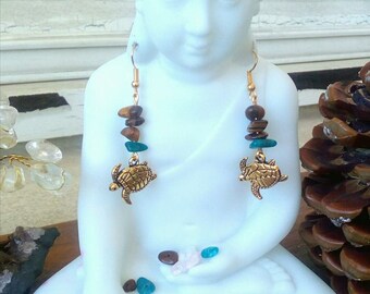 Earrings gemstones turtle