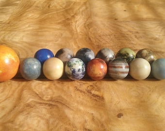 Solar System Marbles set. 3D Printed Sandstone. Polished. Sun, Planets, Pluto and Moons