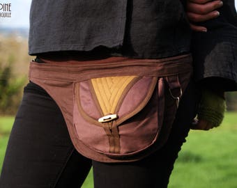 This purse Brown and ochre - utility belt / Fanny Pack
