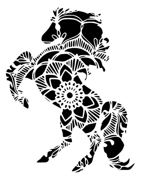 Download 12/12 inches mandala horse stencil