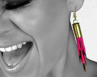 Hot Pink Porcupine Quill Earrings - Porcupine Quill Jewelry