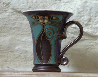 Coffee mug, Handmade Cat Mug, Ceramic Mug, Clay Mug, Pottery Mug, Hand Thrown Mug, Unique Mug, Handcrafted Mug, Hand Painted Mug