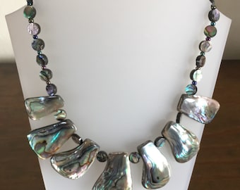 Handmade Bold Chunky statement Abalone Necklace