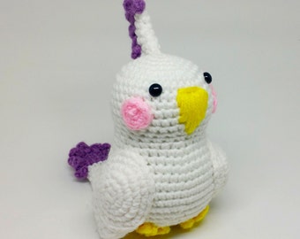 Crochet Cockatoo Bird Amigurumi - Ready To Ship
