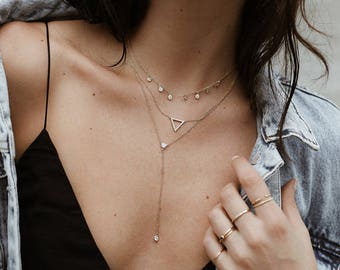 Delicate Necklace, Lariat Necklace, Y Necklace, Gold Necklace, Layering Necklace