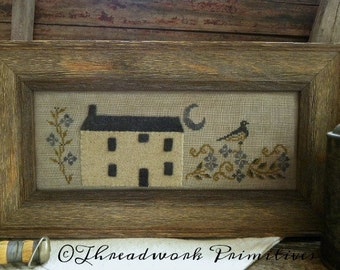 Primitive Cross Stitch Pattern - Nightingale's Garden