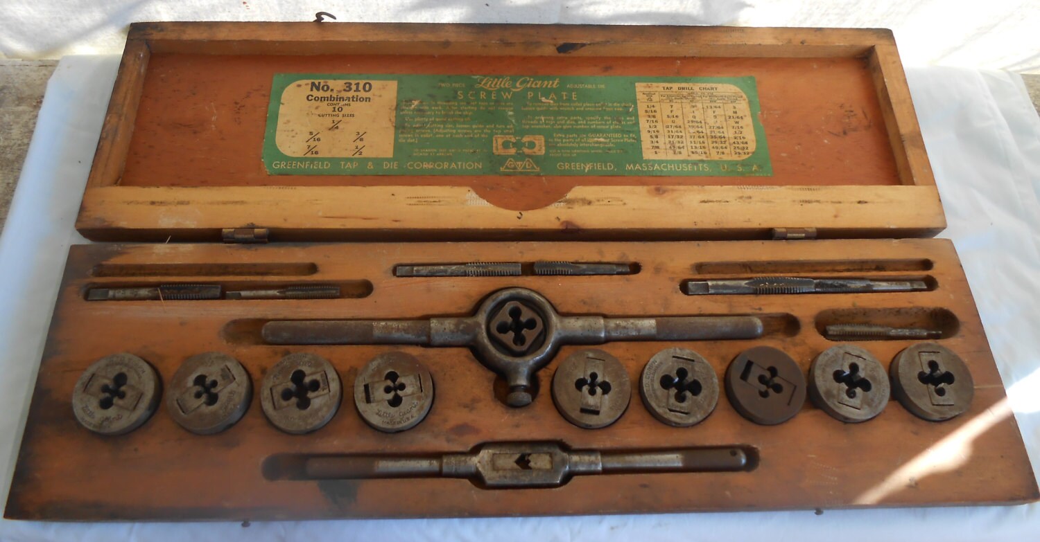 Antique Greenfield Tap and Die Set Machinist Tools Little Giant