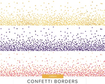 Confetti Borders / Vector and PNG / Rainbow Colors Gold Silver Round Party Confetti Sprinkles Glitters Clipart Decoration / Digital Download
