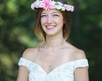 Pink Flower Crown, Adult Flower Crown, Bridal Flower Crown, Bridesmaid Flower Crown, Flower Girl Crown, Pink Flower Crown