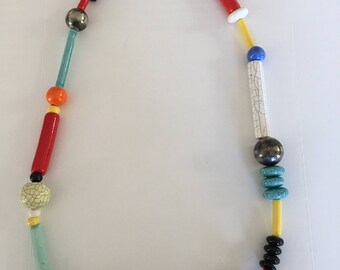 Colorful 32 inch Ruby Z ceramic bead necklace
