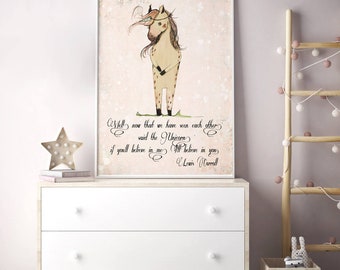 Unicorn quote, If you'll believe in me, I'll believe in you, Inspirational nursery Quote, Nursery decor, Nursery art print, unicorn nursery