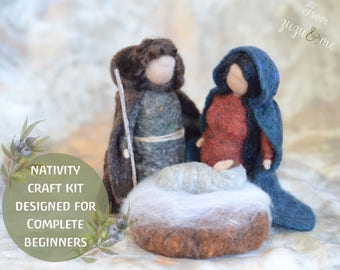 diy Nativity needle felting craft kit - comprehensive photo tutorial and gorgeous materials
