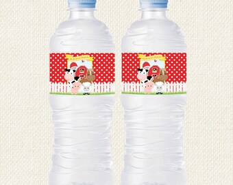 Farm Party Decorations, Farm Party Printables, Farm Labels, Farm Bottle, Farm Wrapper, Farm Bottle Wrapper, barnyard birthday, instant