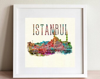 Istanbul City Illustration Poster l Printable Art