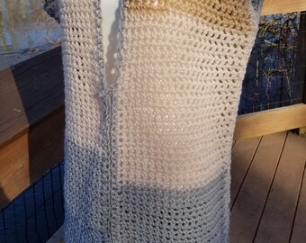 Tunic Top / Beach Cover up with Beaded Fringe Small, Medium, Large Free Shipping