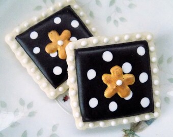 Polka Dot Sugar Cookies with Flower Design