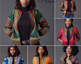 EXCLUSIVE...Traditional African Ankara Print Style Bomber Jacket Coat