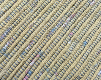 Hand Woven Rag Rug - Soft Yellow Cotton 26" x 32"