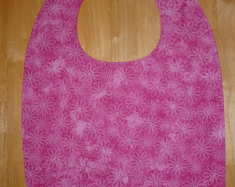 Adult bib / Clothes protector / Special needs bib / Pink flowers