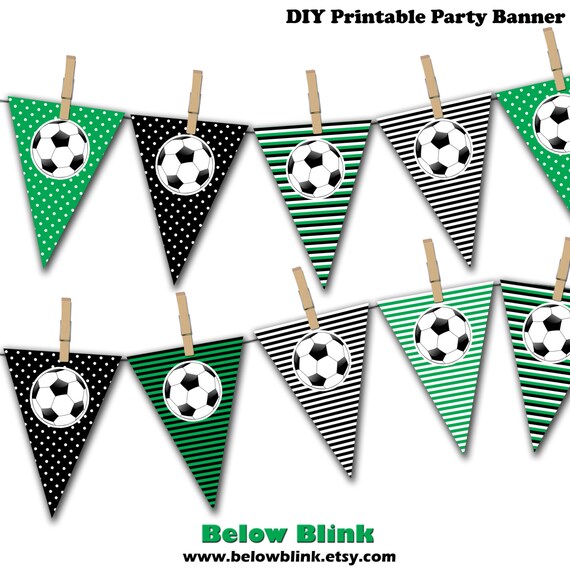 Soccer Ball Banner Soccer Birthday Printable Party Banner