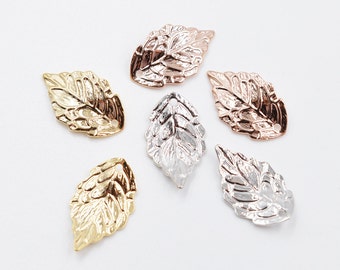 2pcs 14k gold/rose gold/rhodium plating over brass leaf charm/pendant/findings/connector, 17MM*10MM