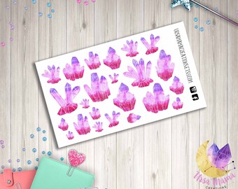 Pink Ombre Crystal Decorative Planner Sticker kit