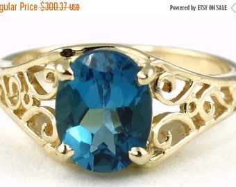 London Blue Topaz, 14KY Gold Ring, R005