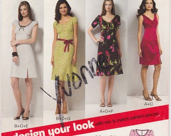FF New Look 6750 Snazzy Dress Styles Vintage Sewing Pattern, Size 8-18, Bust 31 1/2 32 1/2 34 36 38 40 UNCUT Factory Folded
