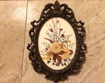 Dried Flowers in Vintage Frame - Made in Italy