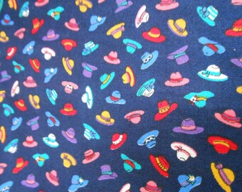 Vintage V.I.P Cranston Colorful Hat Cotton Fabric 43 x 107