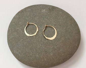 Tiny Gold Hoops, Petite Gold Hoops, Delicate Gold Hoops, Small Gold Hoops, 14k Hammered Hoop Earrings, Simple Gold Hoops, 14k Gold Hoops