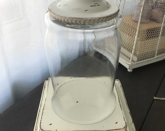Rustic Salvaged Pedestal with Cloche