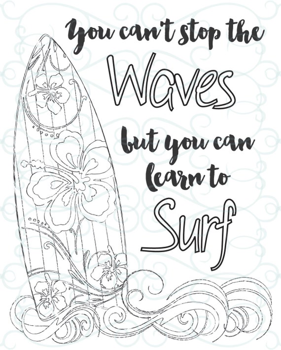 adult inspirational coloring page printable 03 learn to surf