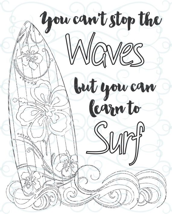 Adult Inspirational Coloring Page printable 03Learn to Surf