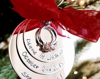 SALE Personalized Christmas Ornament She said YES Engagement Ornament First Christmas as Mr. and Mrs. Husband and Wife Holidays wedding gift