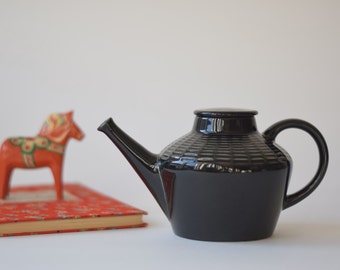 Rörstrand Sweden - CEYLON - teapot - black - Hertha Bengtson - Scandinavian mid century design