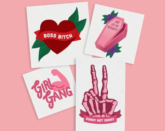 Galentine's Day Temporary Tattoos II | Bachelorette Party Favors | Feminist Gifts