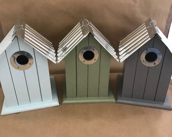 Bird House Nesting Box Hand Painted Pastel Colours
