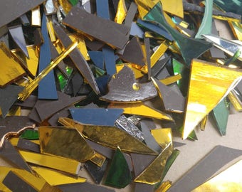 Silvercoats Scrap Glass-1/2 lb lot-1 Lb Lot-Mixed Silvercoats Glass-Scrap Glass-Glass Scrap-Mosaic Glass