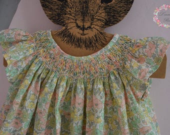 Liberty poppy and dasy pastel and smocked blouse