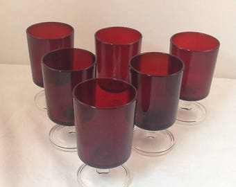 Cristal D'Arques Ruby Cavalier Wine Glasses Set if 6