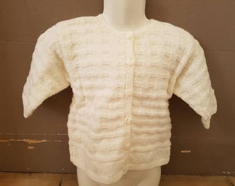 Hand knitted white Cardigan for girl 2 years.