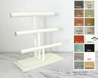 White Wood Bracelet Displays, White Jewelry Displays Stands 3-Tier, Bracelet Organizer, Retail Fixtures, Craft Show Booth Displays