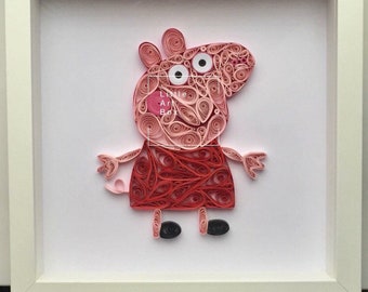 Handmade paper quilled Peppa Pig frame
