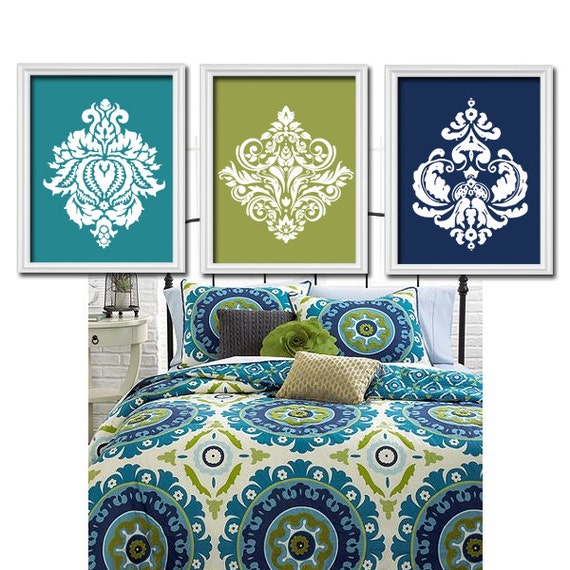 Teal Navy Wall Art Bedroom Pictures CANVAS or Prints