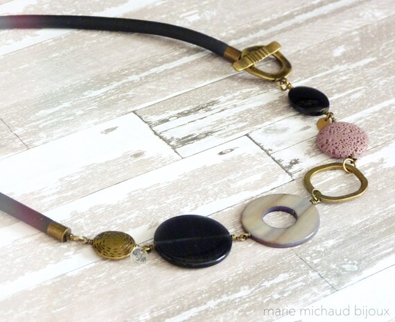 Short boho necklace,Short modern necklace,Short bold necklace,Bold necklace,Gray pink necklace,Rubber necklace,2018 necklace,Boho jewelry