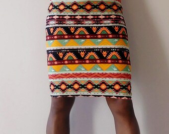 Aztec Print Skirt, Aztec Pencil Skirt, Aztec Skirt, Colorful Skirt, Pencil Skirt, Aztec Clothing, Stretchy Skirt, Fitted Skirt, Mini Skirt,